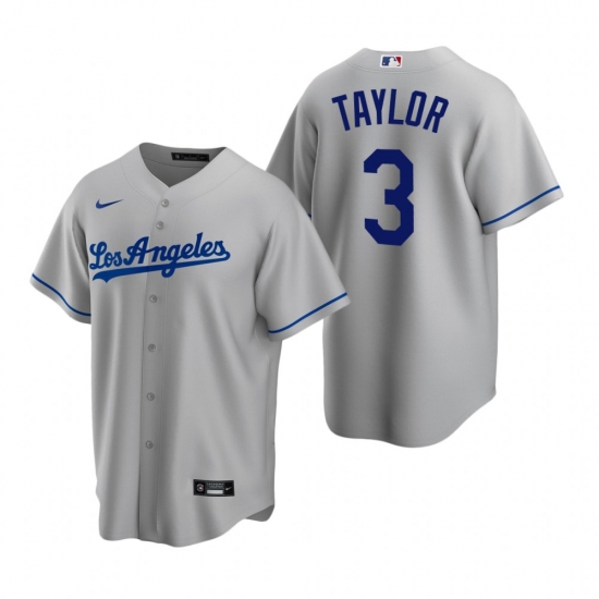 Men's Nike Los Angeles Dodgers 3 Chris Taylor Gray Road Stitched Baseball Jersey