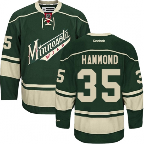 Men's Reebok Minnesota Wild 35 Andrew Hammond Premier Green Third NHL Jersey