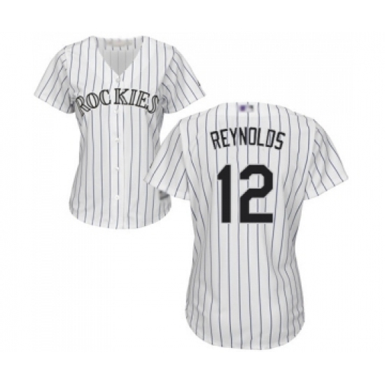 Women's Colorado Rockies 12 Mark Reynolds Replica White Home Cool Base Baseball Jersey
