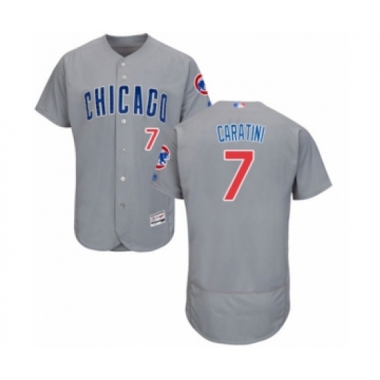 Men's Chicago Cubs 7 Victor Caratini Grey Road Flex Base Authentic Collection Baseball Player Jersey