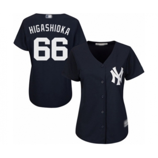 Women's New York Yankees 66 Kyle Higashioka Authentic Navy Blue Alternate Baseball Player Jersey