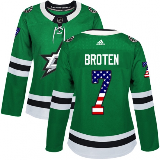 Women's Adidas Dallas Stars 7 Neal Broten Authentic Green USA Flag Fashion NHL Jersey