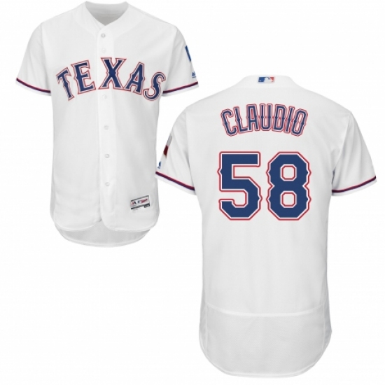 Men's Majestic Texas Rangers 58 Alex Claudio White Home Flex Base Authentic Collection MLB Jersey