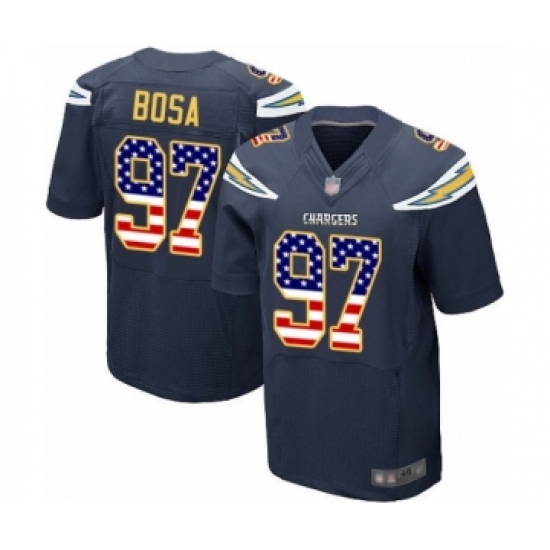 Men's Los Angeles Chargers 97 Joey Bosa Elite Navy Blue Home USA Flag Fashion Football Jersey
