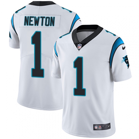 Youth Nike Carolina Panthers 1 Cam Newton White Vapor Untouchable Limited Player NFL Jersey