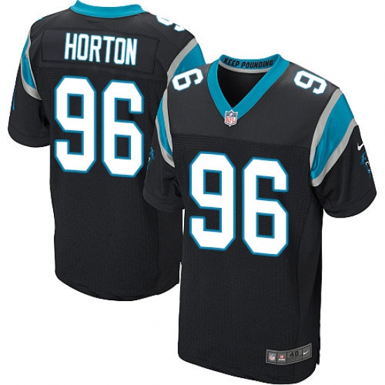 Men's Nike Carolina Panthers 96 Wes Horton Elite Black Team Color NFL Jersey