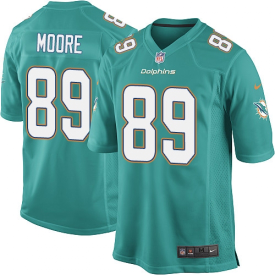 Youth Nike Miami Dolphins 89 Nat Moore Game Aqua Green Team Color NFL Jersey