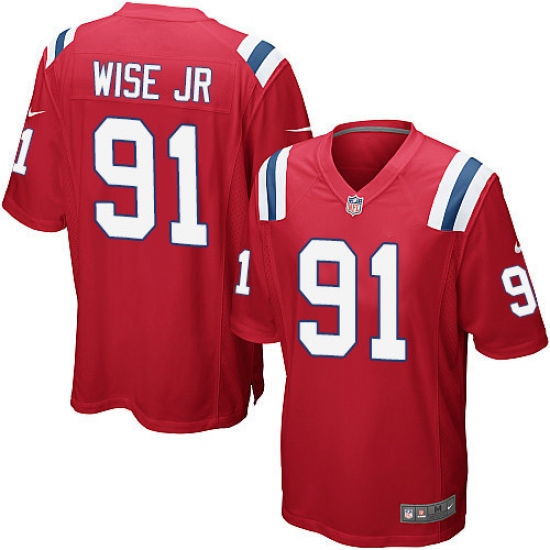 Men's Nike New England Patriots 91 Deatrich Wise Jr Game Red Alternate NFL Jersey