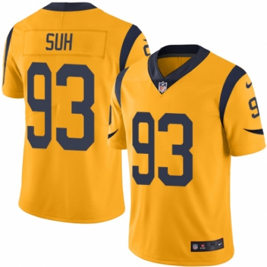 Men's Nike Los Angeles Rams 93 Ndamukong Suh Limited Gold Rush Vapor Untouchable NFL Jersey