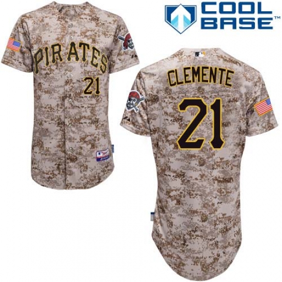 Men's Majestic Pittsburgh Pirates 21 Roberto Clemente Authentic Camo Alternate Cool Base MLB Jersey