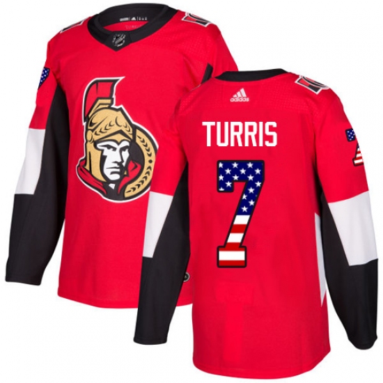 Men's Adidas Ottawa Senators 7 Kyle Turris Authentic Red USA Flag Fashion NHL Jersey