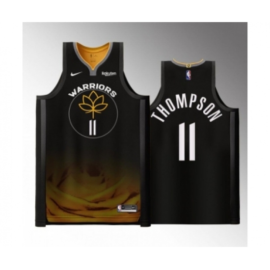Men's Golden State Warriors 11 Klay Thompson Black 2022-23 City edition Stitched Basketball Jersey