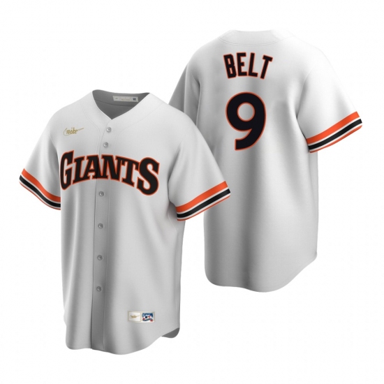 Men's Nike San Francisco Giants 9 Brandon Belt White Cooperstown Collection Home Stitched Baseball Jersey