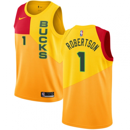 Youth Nike Milwaukee Bucks 1 Oscar Robertson Swingman Yellow NBA Jersey - City Edition