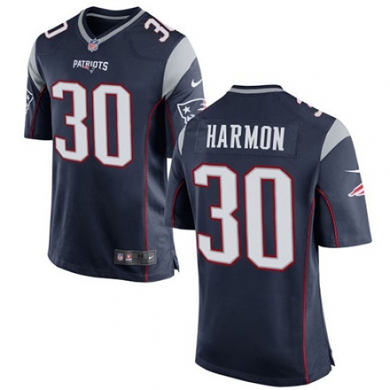 Men's Nike New England Patriots 30 Duron Harmon Game Navy Blue Team Color NFL Jersey