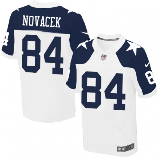 Men's Nike Dallas Cowboys 84 Jay Novacek Elite White Throwback Alternate NFL Jersey