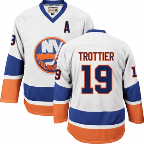 Men's CCM New York Islanders 19 Bryan Trottier Authentic White Throwback NHL Jersey