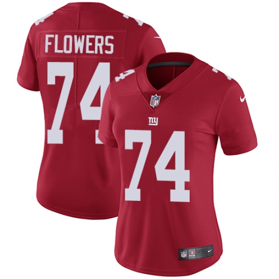 Women's Nike New York Giants 74 Ereck Flowers Elite Red Alternate NFL Jersey