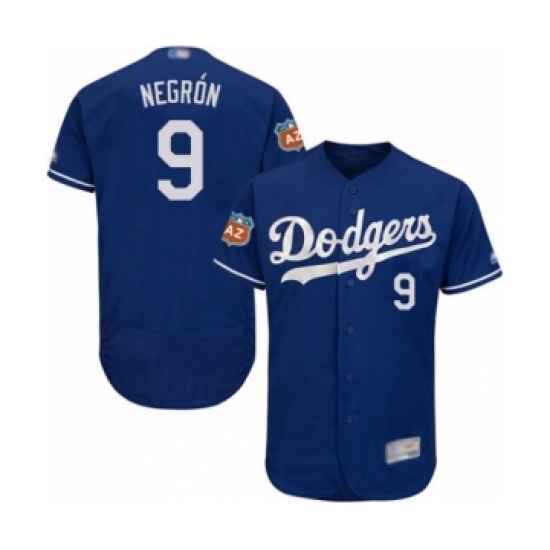 Men's Los Angeles Dodgers 9 Kristopher Negron Royal Blue Flexbase Authentic Collection Baseball Player Jersey