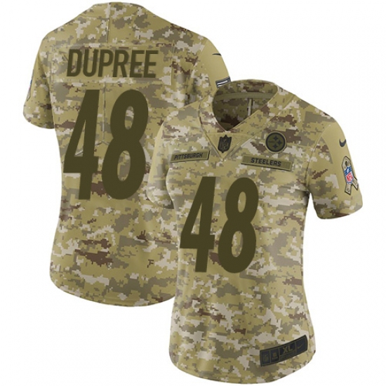 Women's Nike Pittsburgh Steelers 48 Bud Dupree Limited Camo 2018 Salute to Service NFL Jersey