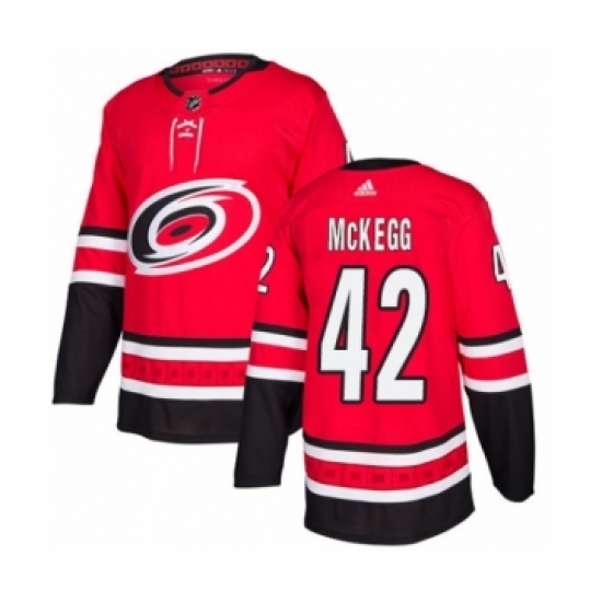 Men's Adidas Carolina Hurricanes 42 Greg McKegg Premier Red Home NHL Jersey