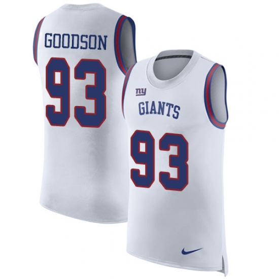 Men's Nike New York Giants 93 B.J. Goodson White Rush Player Name & Number Tank Top NFL Jersey