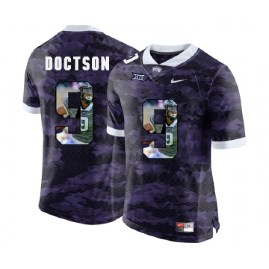 TCU Horned Frogs 9 Josh Doctson Purple With Portrait Print College Football Limited Jersey