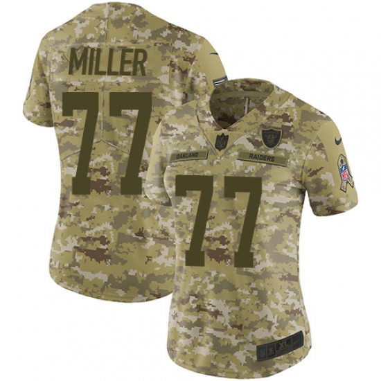 Women's Nike Oakland Raiders 77 Kolton Miller Limited Camo 2018 Salute to Service NFL Jersey