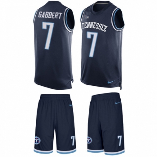 Men's Nike Tennessee Titans 7 Blaine Gabbert Limited Navy Blue Tank Top Suit NFL Jersey