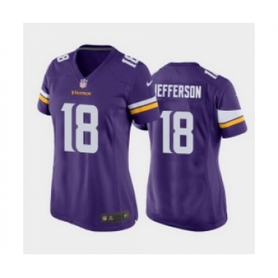 Women's Minnesota Vikings 18 Justin Jefferson Purple game jersey