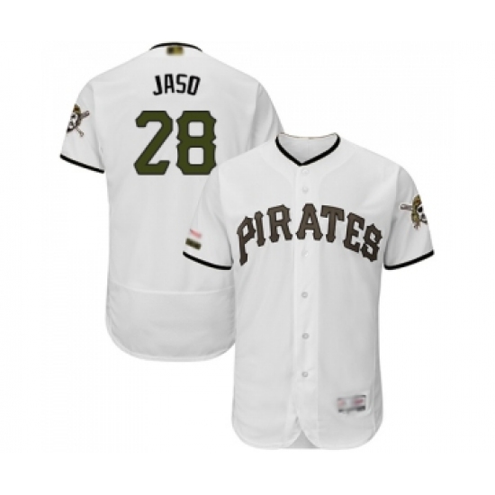 Men's Pittsburgh Pirates 28 John Jaso White Alternate Authentic Collection Flex Base Baseball Jersey