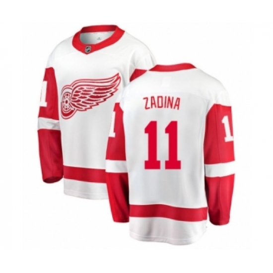 Men's Detroit Red Wings 11 Filip Zadina Authentic White Away Fanatics Branded Breakaway NHL Jersey