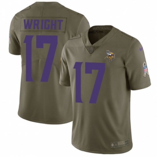 Men's Nike Minnesota Vikings 17 Kendall Wright Limited Olive 2017 Salute to Service NFL Jersey