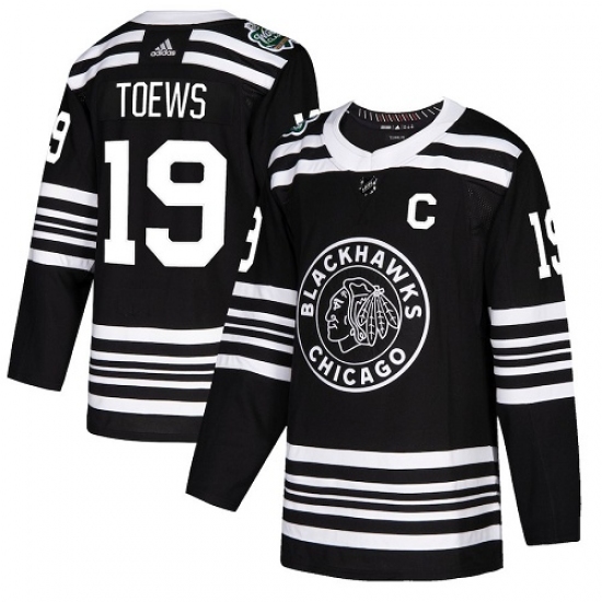 Youth Adidas Chicago Blackhawks 19 Jonathan Toews Authentic Black 2019 Winter Classic NHL Jersey