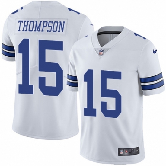 Youth Nike Dallas Cowboys 15 Deonte Thompson White Vapor Untouchable Limited Player NFL Jersey