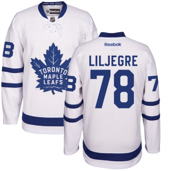 Men's Reebok Toronto Maple Leafs 78 Timothy Liljegren Authentic White Away NHL Jersey