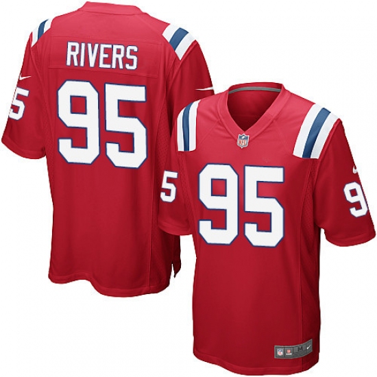 Men's Nike New England Patriots 95 Derek Rivers Game Red Alternate NFL Jersey