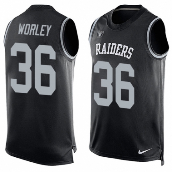 Men's Nike Oakland Raiders 36 Daryl Worley Limited Black Player Name & Number Tank Top NFL Jersey