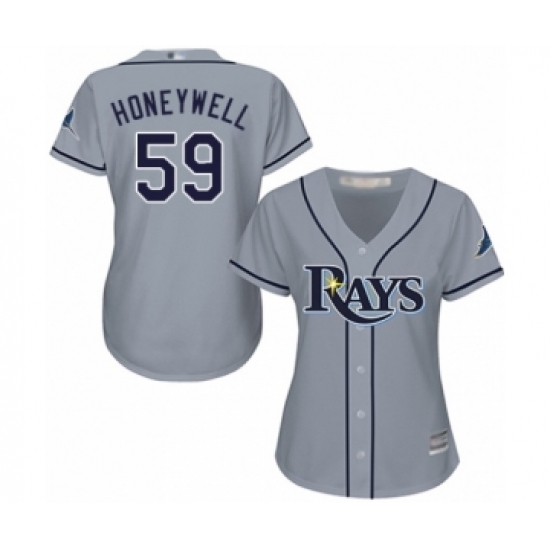 Women's Tampa Bay Rays 59 Brent Honeywell Authentic Grey Road Cool Base Baseball Player Jersey