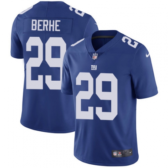 Youth Nike New York Giants 29 Nat Berhe Royal Blue Team Color Vapor Untouchable Limited Player NFL Jersey