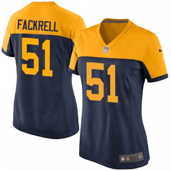 Women's Nike Green Bay Packers 51 Kyler Fackrell Elite Navy Blue Alternate NFL Jersey