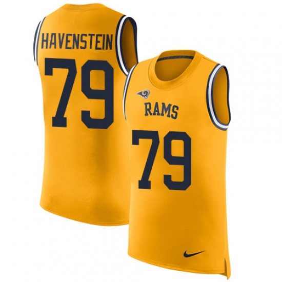 Men's Nike Los Angeles Rams 79 Rob Havenstein Limited Gold Rush Player Name & Number Tank Top NFL Jersey