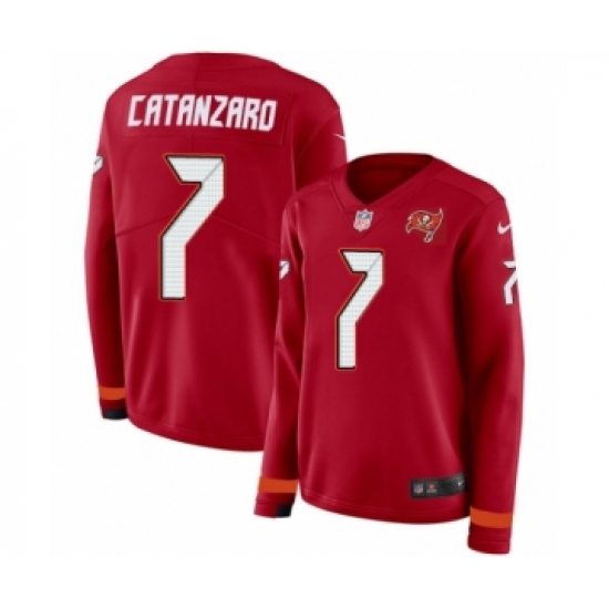 Women's Nike Tampa Bay Buccaneers 7 Chandler Catanzaro Limited Red Therma Long Sleeve NFL Jersey