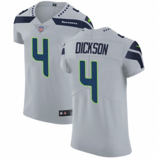 Men's Nike Seattle Seahawks 4 Michael Dickson Grey Alternate Vapor Untouchable Elite Player NFL Jersey