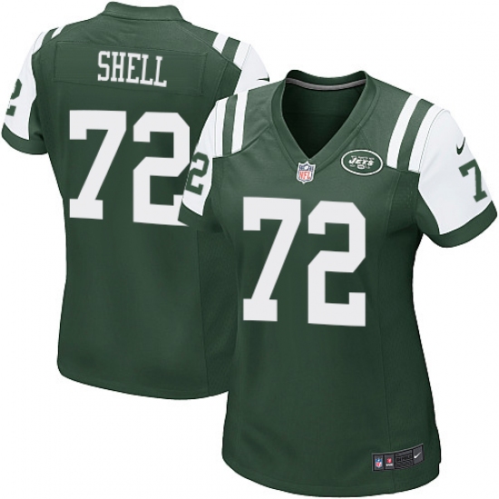 Women's Nike New York Jets 72 Brandon Shell Game Green Team Color NFL Jersey