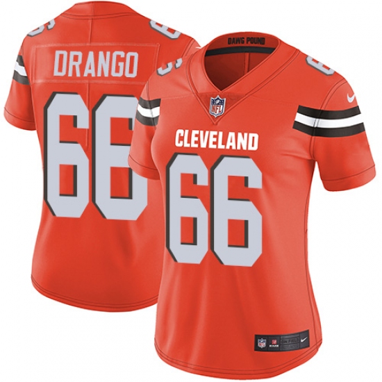 Women's Nike Cleveland Browns 66 Spencer Drango Orange Alternate Vapor Untouchable Limited Player NFL Jersey