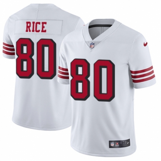 Youth Nike San Francisco 49ers 80 Jerry Rice Limited White Rush Vapor Untouchable NFL Jersey