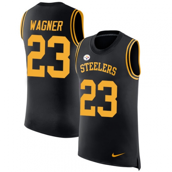 Men's Nike Pittsburgh Steelers 23 Mike Wagner Limited Black Rush Player Name & Number Tank Top NFL Jersey