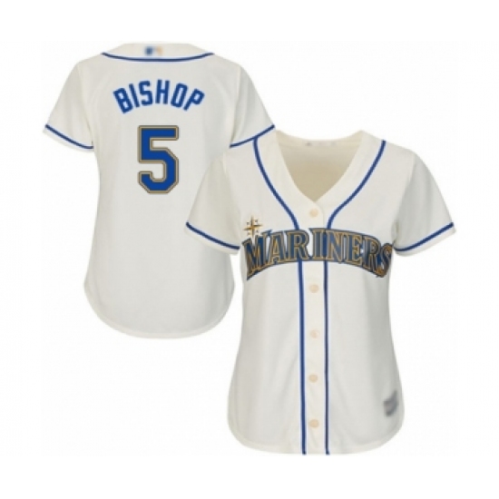 Women's Seattle Mariners 5 Braden Bishop Authentic Cream Alternate Cool Base Baseball Player Jersey