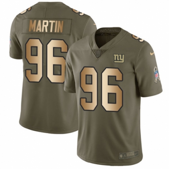 Men's Nike New York Giants 96 Kareem Martin Limited Olive Gold 2017 Salute to Service NFL Jersey